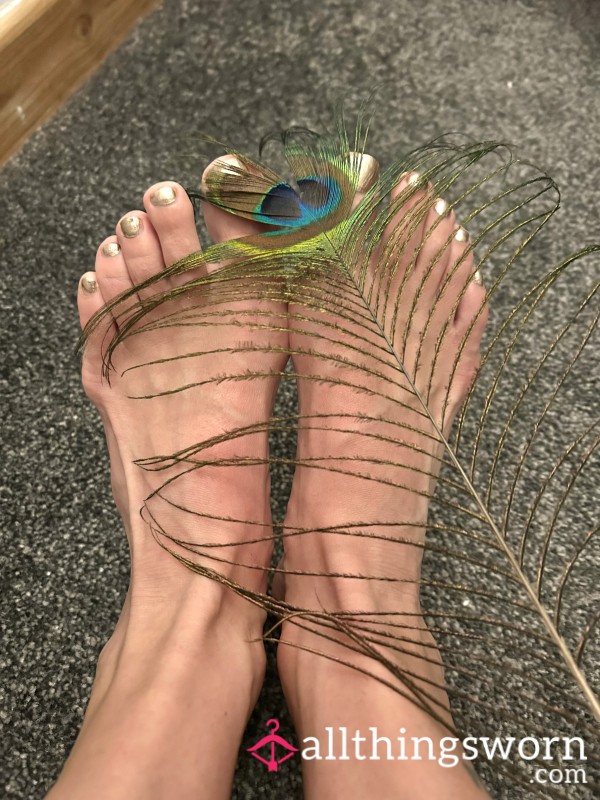 Teasing Toes With A Peac*ck Feather