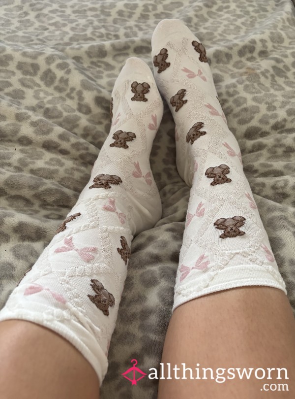 🎀🧸Teddy Bear & Bow Long Socks🧸🎀