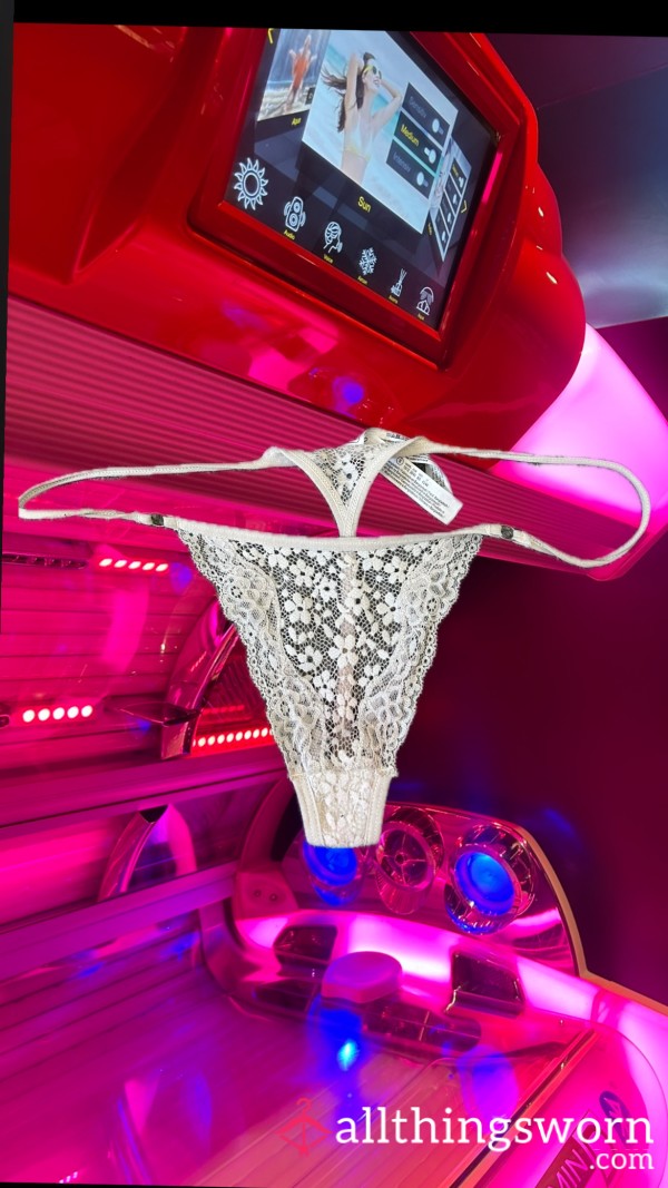 Teens Dirty White Laced/flor*l Thong🔥