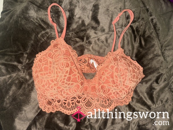 Textured Cut Lace Shaped Bralette Orange