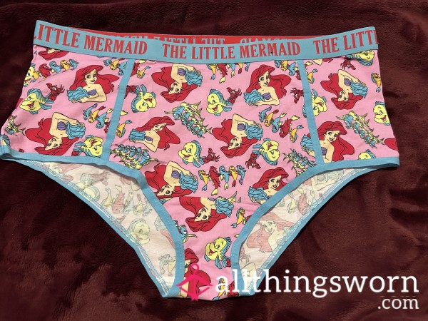 ~THE LITTLE MERMAID WITH FLOUNDER PRINT PINK & BLUE COTTON BRIEF PANTY~