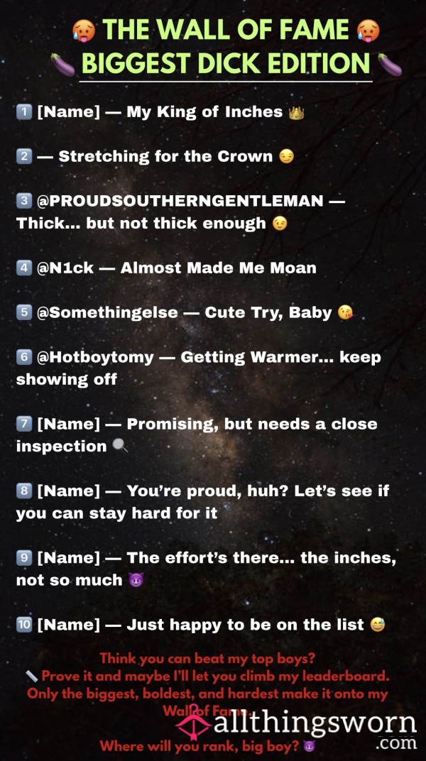 The Wall Of Fame - 🍆 Biggest D*ck Edition 🍆