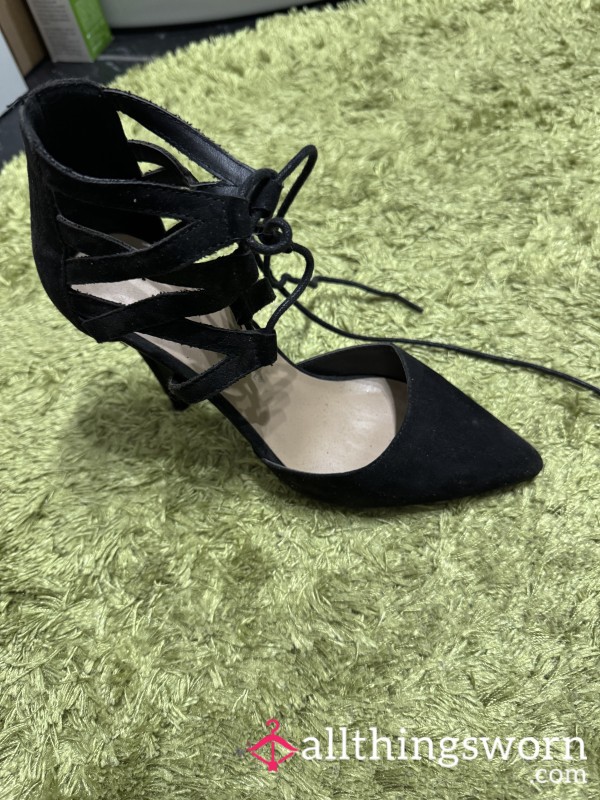 These Brushed  Soft Suede Heels Are Far From New, But That’s Exactly Why Subs Tend To Want Them. Scuffed, Used, And Unapologetically Worn