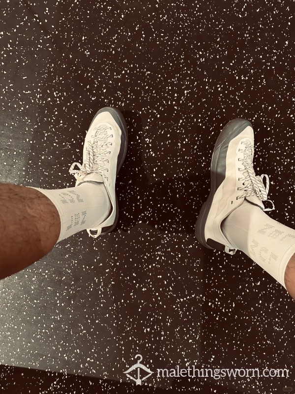 These White Socks Have Been Aged In My Foot Stink 😏 Yellow, Wet, Extremely Potent. Dare To Sniff?