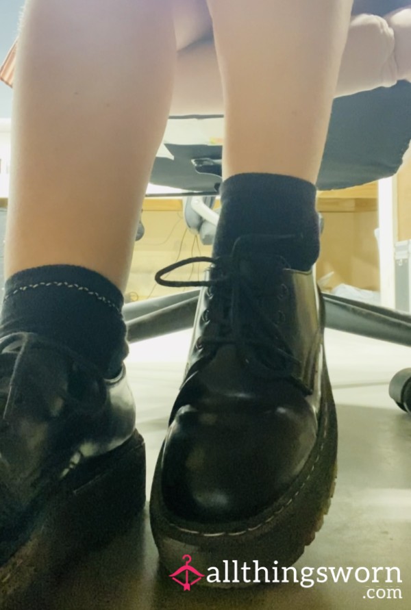 Thic Goth Girl Foot Tease At Work In Men’s Socks & Sun Dress