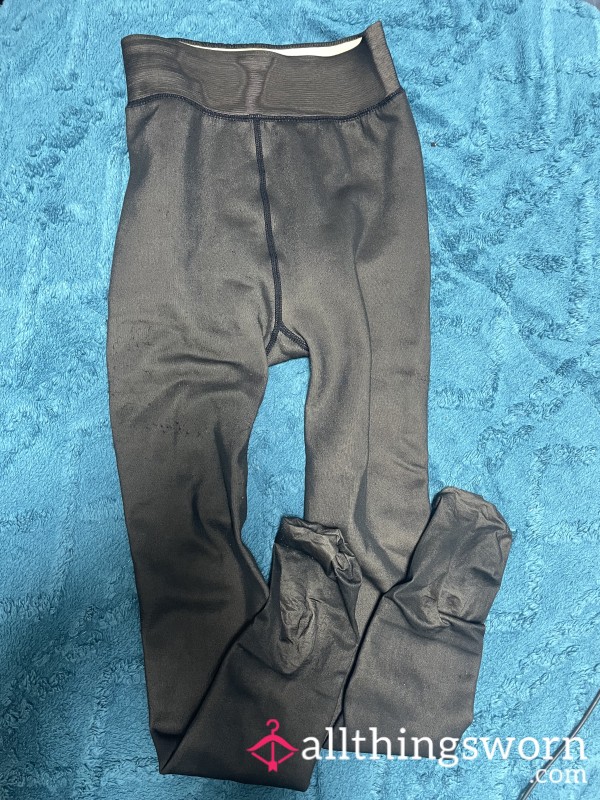 Thick Black Fleece Pantyhose