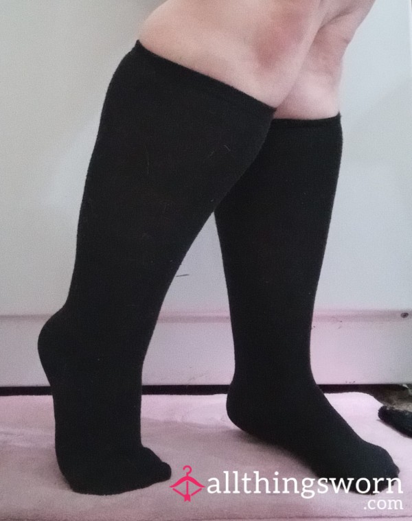 Thick Black Knee High Socks