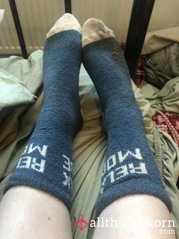 Thick Blue And White/Grey Relax Mode Socks  (size 5 Feet) - Wear For 24 Hours Up To 168 Hours