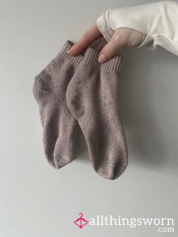 Thick Neutral Pink Crew Socks