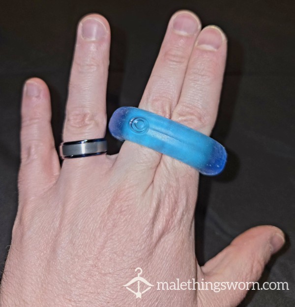 Thick Translucent Blue Silicone C*ck Ring