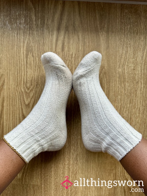 Thick White Socks Worn All Day - Fresh From Client Meetings