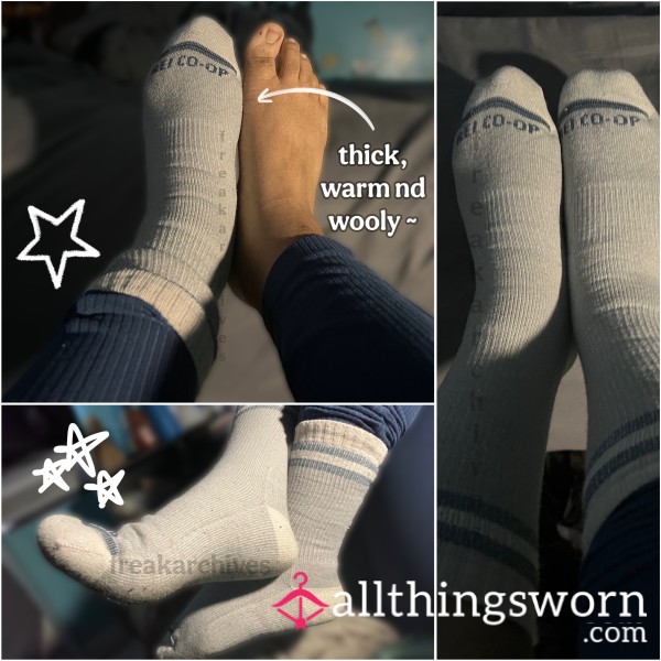 Thick Wooly Gray Blue Hiking Socks