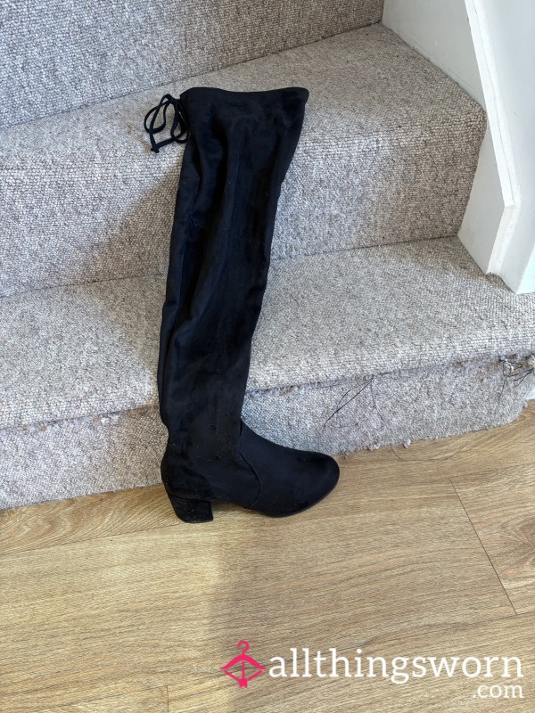 Thigh High Black Suede Boots