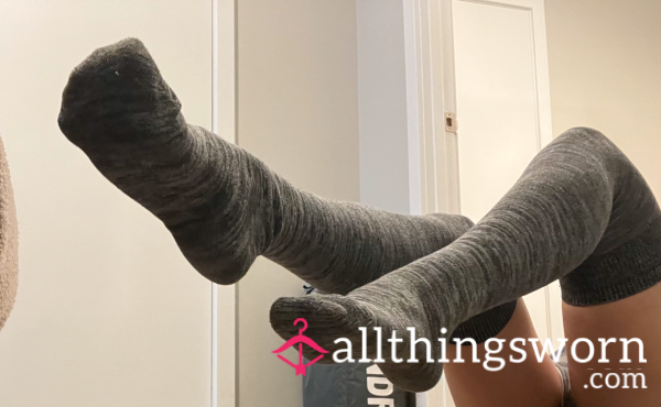 Thigh High Heather Grey Tall Socks