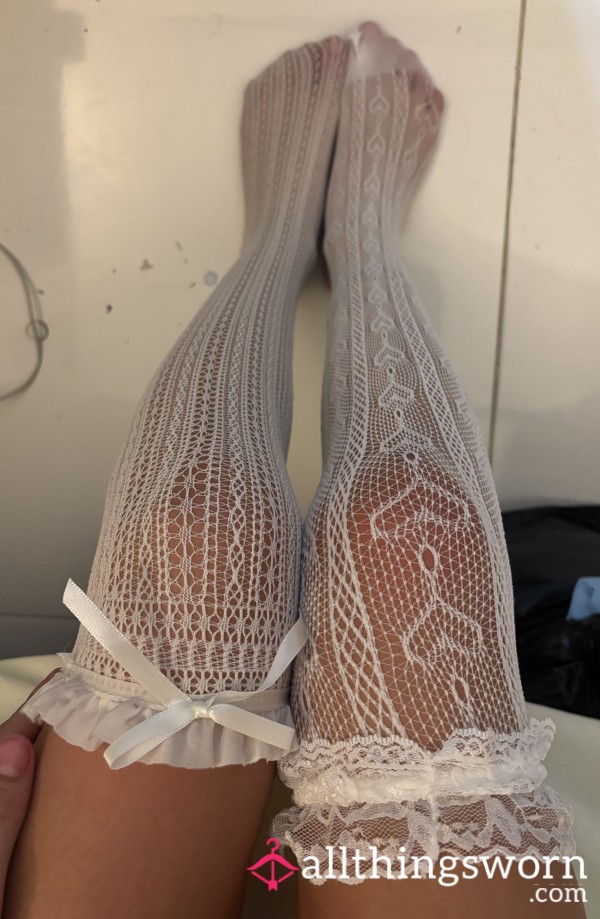 Thigh High Lace White Socks 🧦