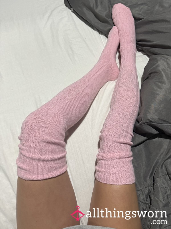 Thigh High Pink Slouch Socks