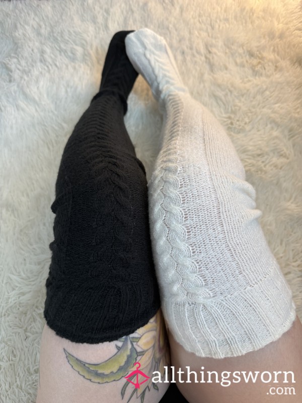 Thigh High Socks, White Or Black