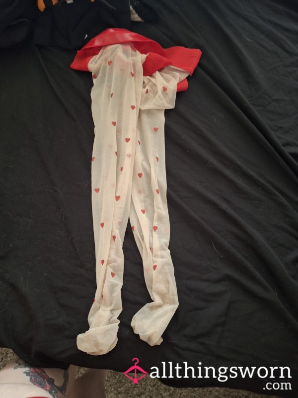 Thigh High Stockings With Hearts