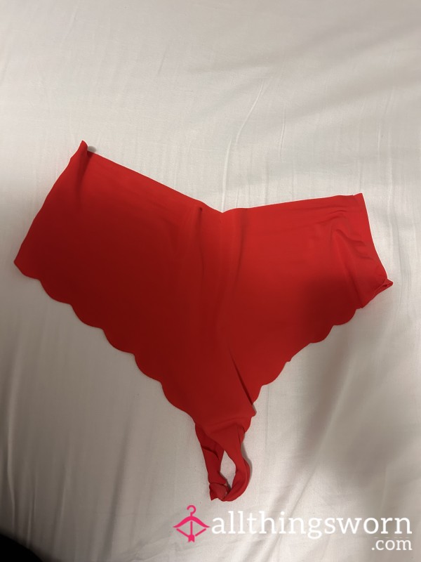 This Worn,red Thong Is Definitely Yours!