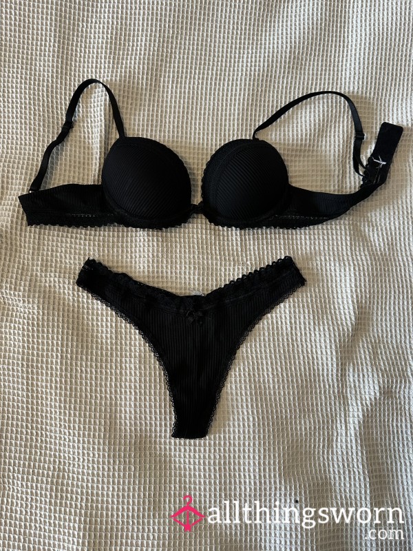 Black Thong And Bra Set 😘
