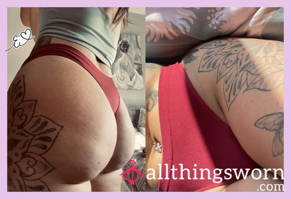💋Thong Crimson Tease – Worn Just For You 🔥