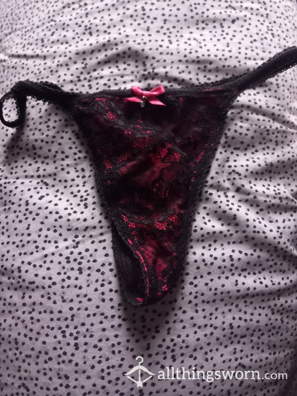 Thong, Lacy Black And Red