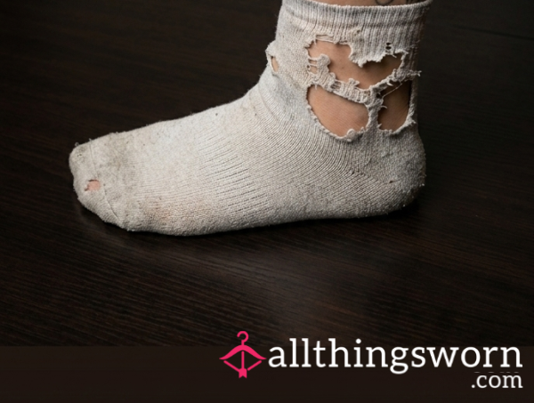 Thrashed Single White Sock - Extreme Wear & Deep Scent 🧦💦