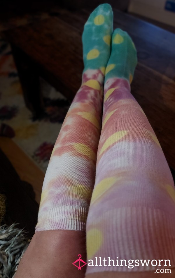 Tie Dye Over Knee Socks