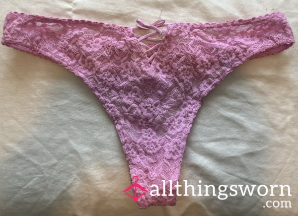 Tie Up Pink Lacey VS Thong 💞