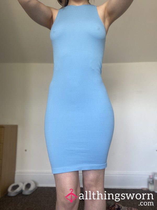 Tight, Baby Blue Ribbed Dress