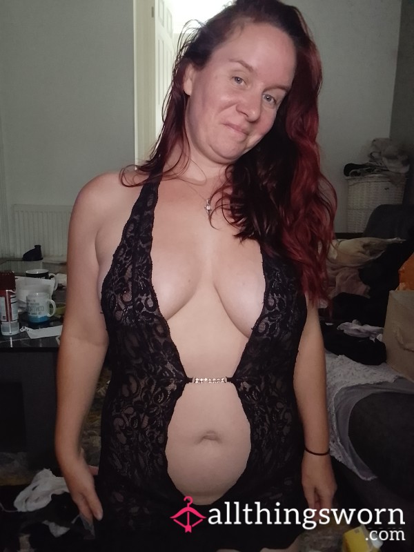 Tight Backed Crotchless Lingerie Black Lace