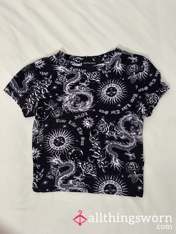 Aphrodite’s Tight Black Crop Top Shirt  | Daywear, Sleepwear, Or Gym Wear