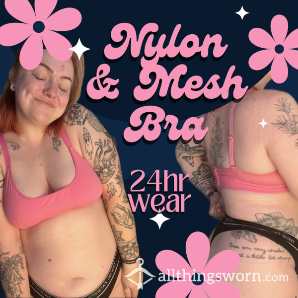 Hot Pink Nylon & Mesh Bra; Adjustable 💕 Parade Brand, Size Large 🌸 Well-worn 24hrs