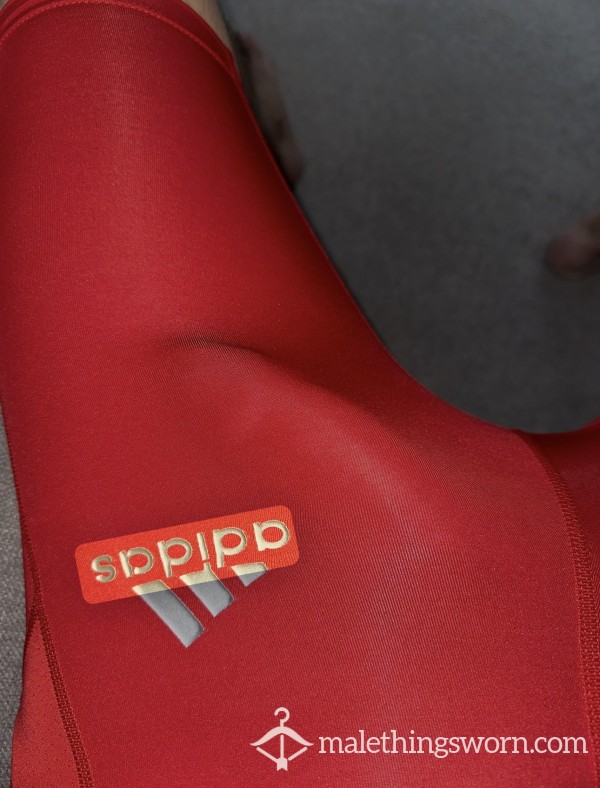Tight Red Lycra Adidas Gym Running Cycle Shorts