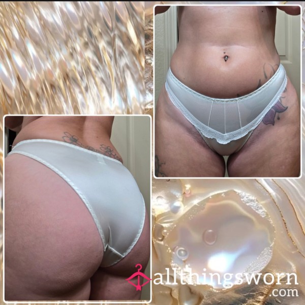 Tight, White Silky Panties Cotton Gusset