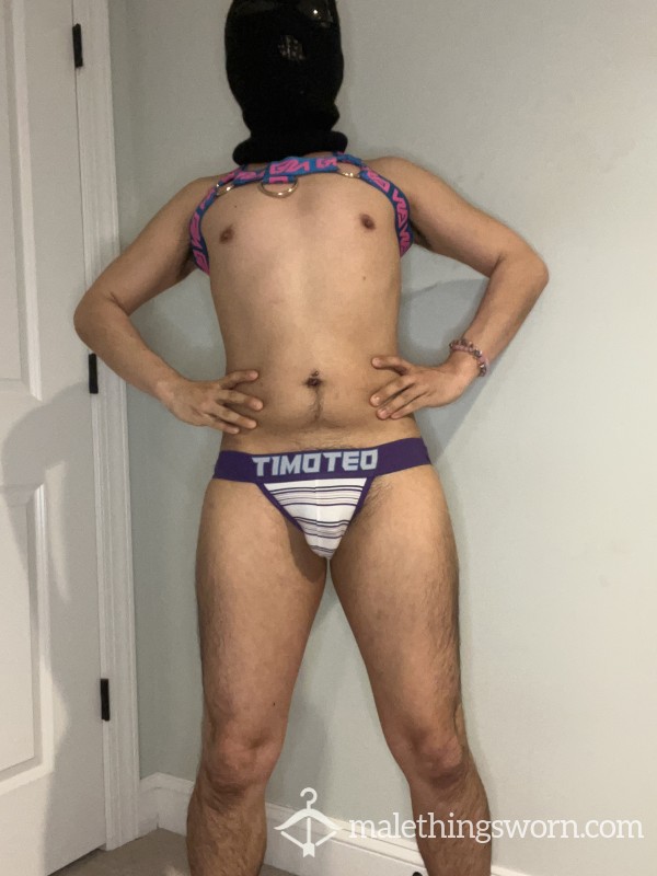 Timoteo Jockstrap Purple And White Stripes
