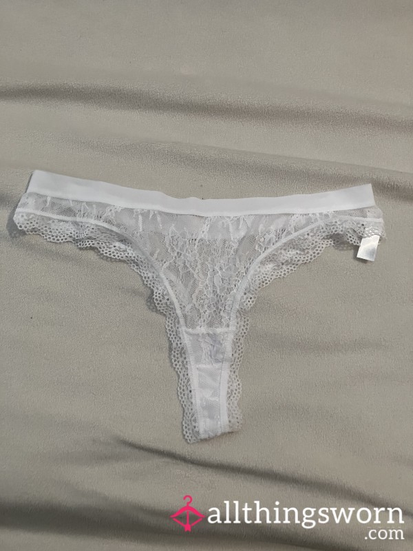 Tini White Lace Thong