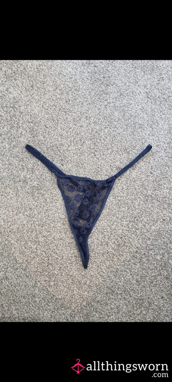 Tiny G String Navy Blue Thong