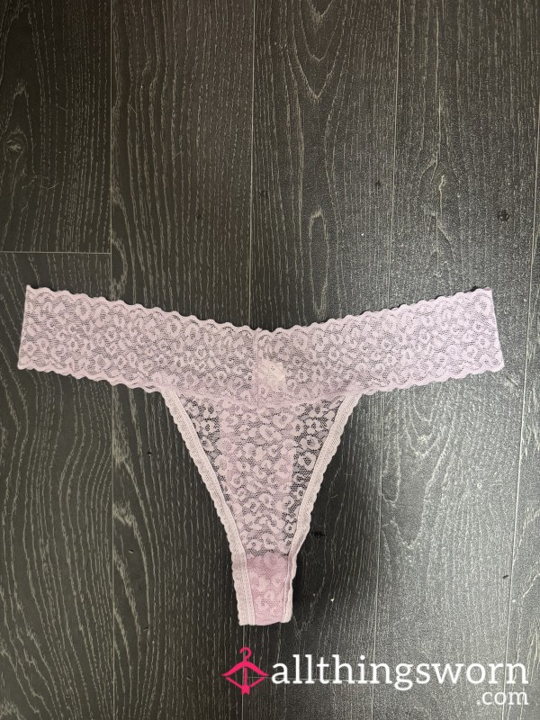 Tiny Lilac Lace Thong With Cotton Gusset (24hr Wear)