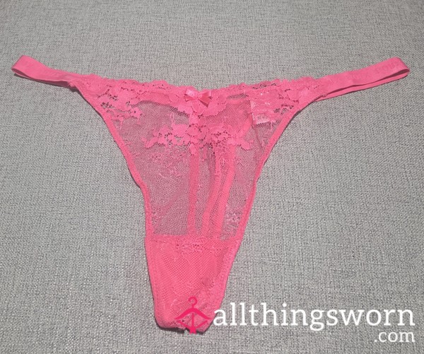 Tiny Pink Lace Thong 💖 Barely Covers Me