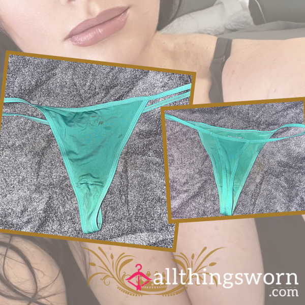 TINY TEAL THONG 🩵 Worn For 24 Hours