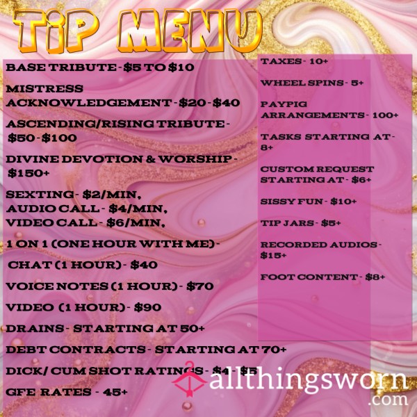 TIP MENU 🫰🏽🫰🏽🩷