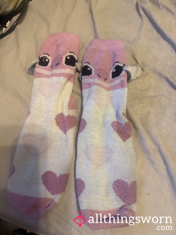 (To Be Worn) 24hr Worn Lilo And Stitch Grippy Socks