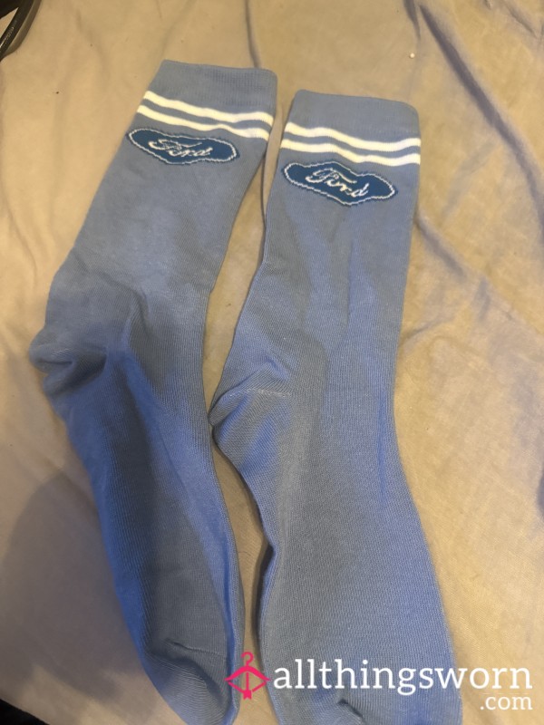 (To Be Worn) 24hrs Worn Blue Ford Crew Socks