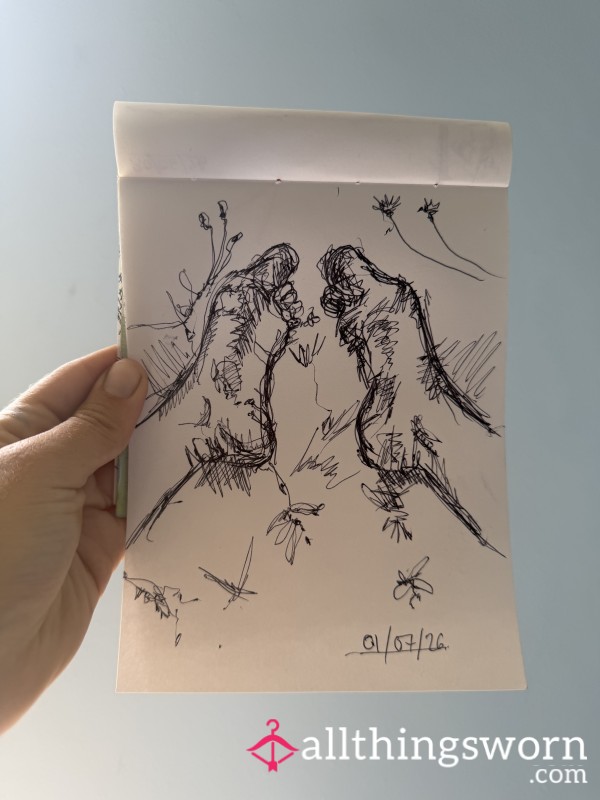Today's Foot Drawing - Pointed Toes In My Garden