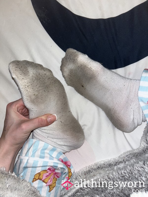 Today’s Very Well Worn White Ankle Socks