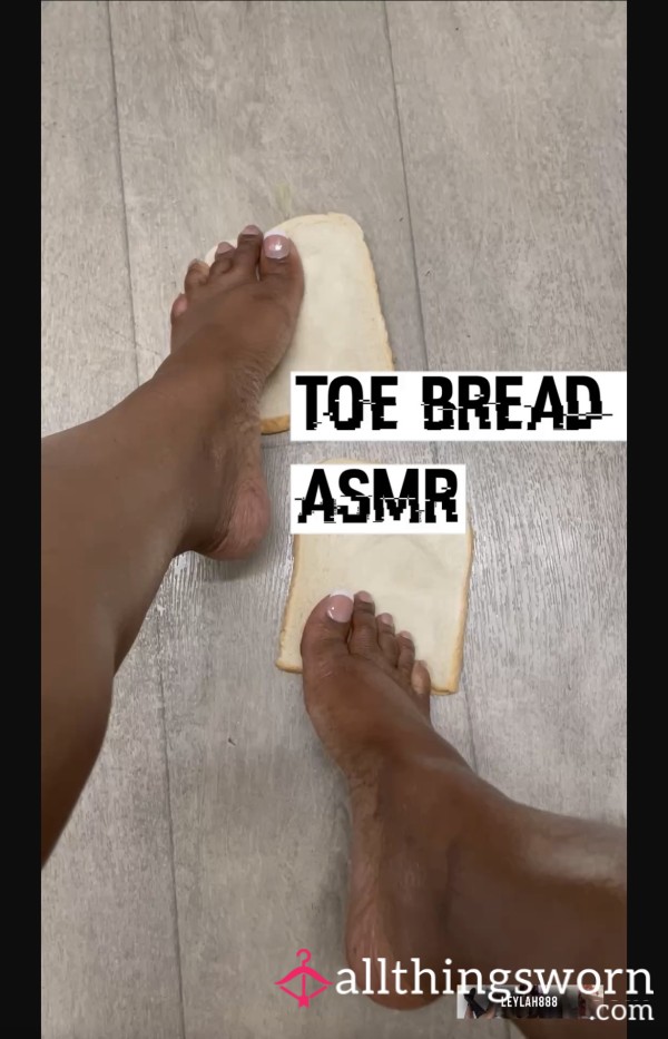 Toe Bread Squish ASMR | S**y Feet Crushing Soft Bread | Close Up Toe Play
