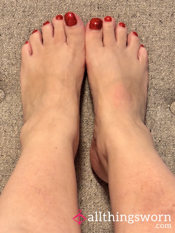 Toes, Feet, Red Polish, Soles