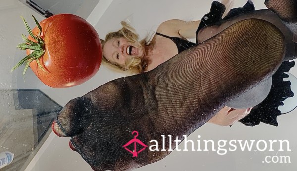 Tomato Pantyhose Foot Crush