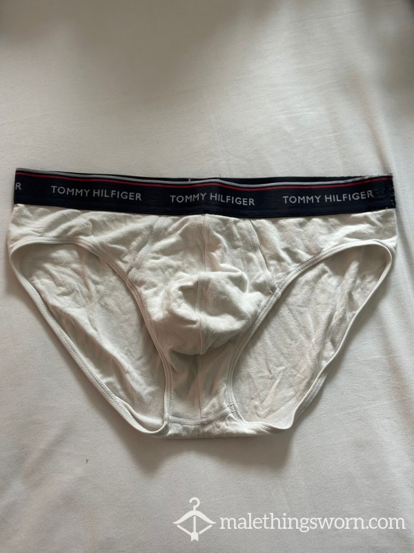 Tommy Hilfiger Briefs, White Briefs With Blue Band